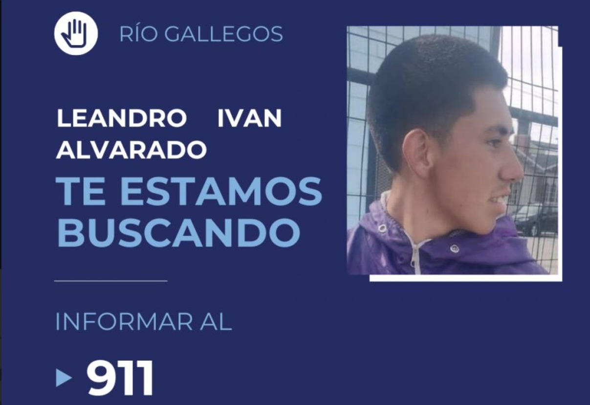 Río Gallegos: Se necesita dar con el paradero de Leandro Alvarado que desapareció ayer por la tarde